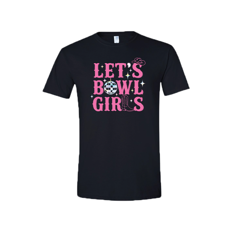 Let’s Bowl Girls Western Disco Tee - Black